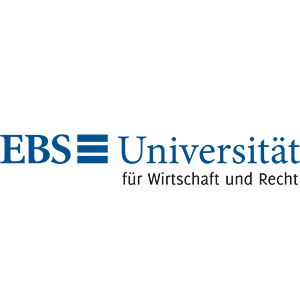 blaue und freigestelltes Logo von der EBS Universität für Wirtschaft und Recht